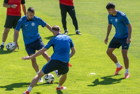 Tréning Slovákov pred zápasom proti Rumunsku