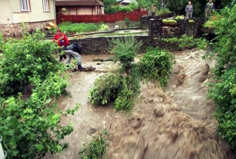 Prívalová voda povodne Čierny Balog domy Banskobystrický kraj obce