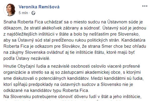 Reakcie politikov na uchádzanie sa Fica o miesto ústavného sudcu 