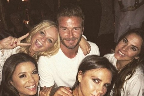 Spice Girls s oslávencom Davidom Beckhamom