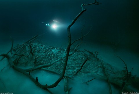 Cenote Angelita - Podvodná rieka v Mexiku