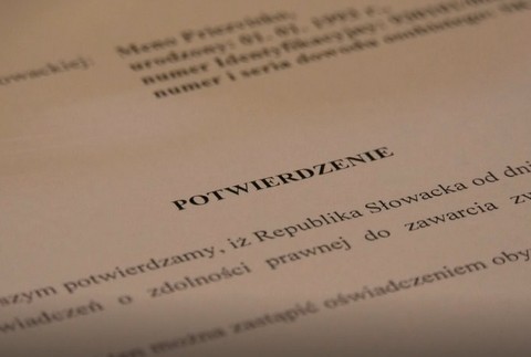 potvrdenie na sobáš