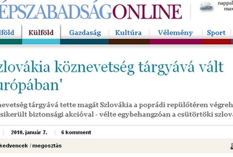 printscreen web stranky madarskej o kauze vybusnina na popradskom letisku