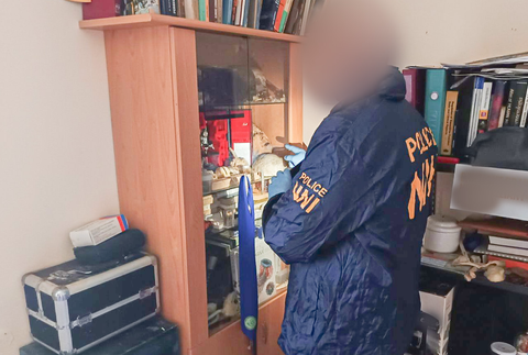madar zbieral ludske kosti