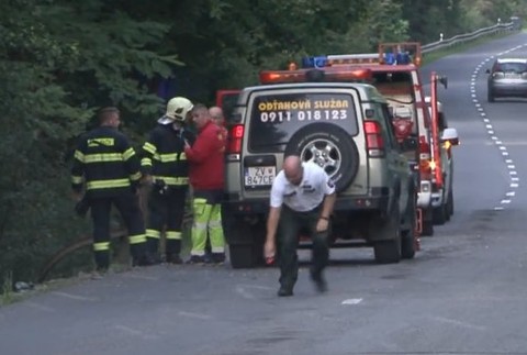 Auto skončilo medzi stromami.