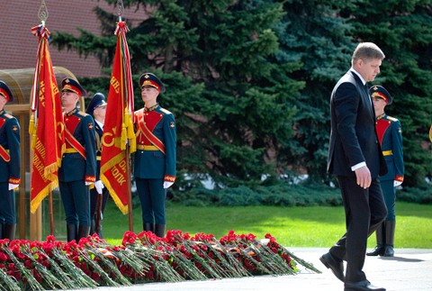 Robert Fico na oslavách v Moskve