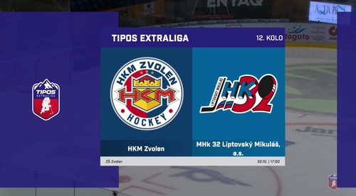 HKM Zvolen - HK 32 Liptovský Mikuláš 7:1 v 12. kole Tipos extraligy