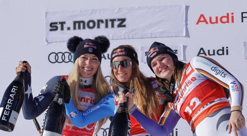 Aicherová ovládla druhý zjazd v St. Moritzi, Vonnová druhá