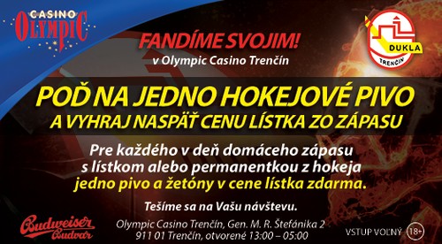 Súťaže s Casinom Olympic - Poď na jedno hokejové pivo a koleso šťastia