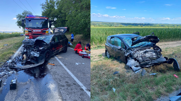 Vážna nehoda pri Prievaloch: Po čelnej zrážke zasahoval aj vrtuľník, cesta je neprejazdná