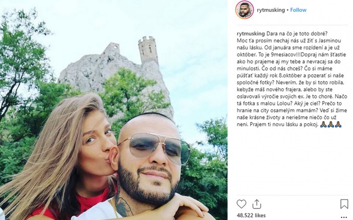 Rytmus naložil Dare a ostro sa ohradil voči jej statusu, v ktorom nostalgicky spomínala na výročie ich lásky a dátum 8. október