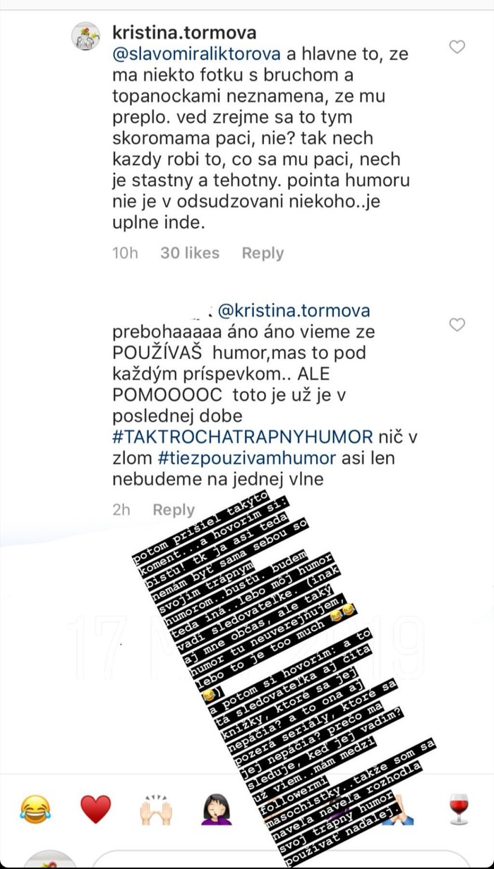 Reakcia Kristíny Tormovej na fotky mamičiek s topánočkami
