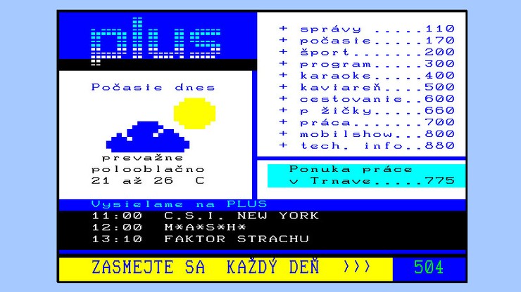 Vizuál teletextu na Pluske
