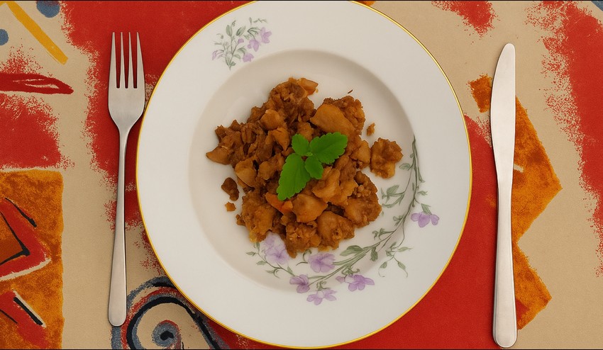 Jablkový crumble s domácim bazovým sirupom