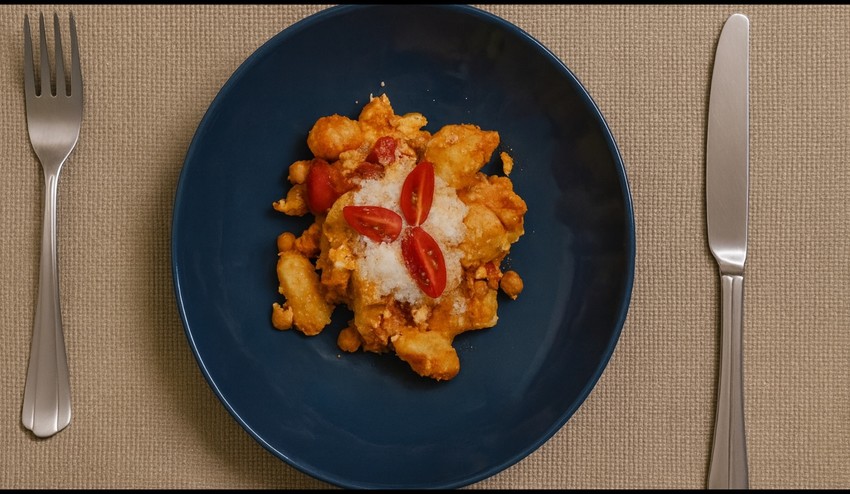 Gnocchi s kuracím mäsom, paradajkami a cícerom