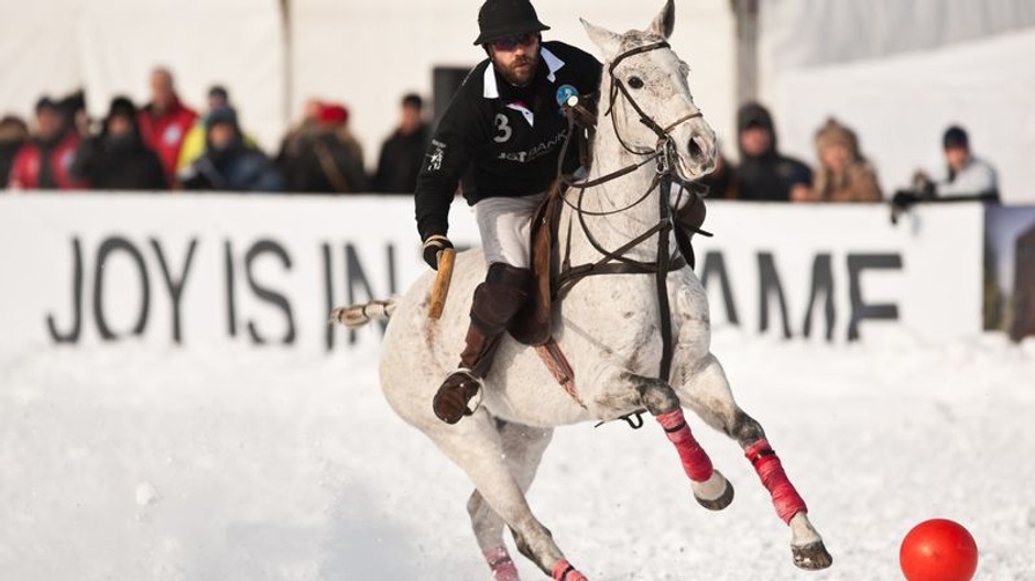konske polo na snehu jazdec