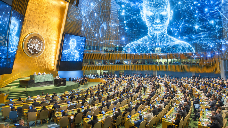 Delegáti Organizácie Spojených národov diskutujú o rizikách umelej inteligencie počas medzinárodného summitu.