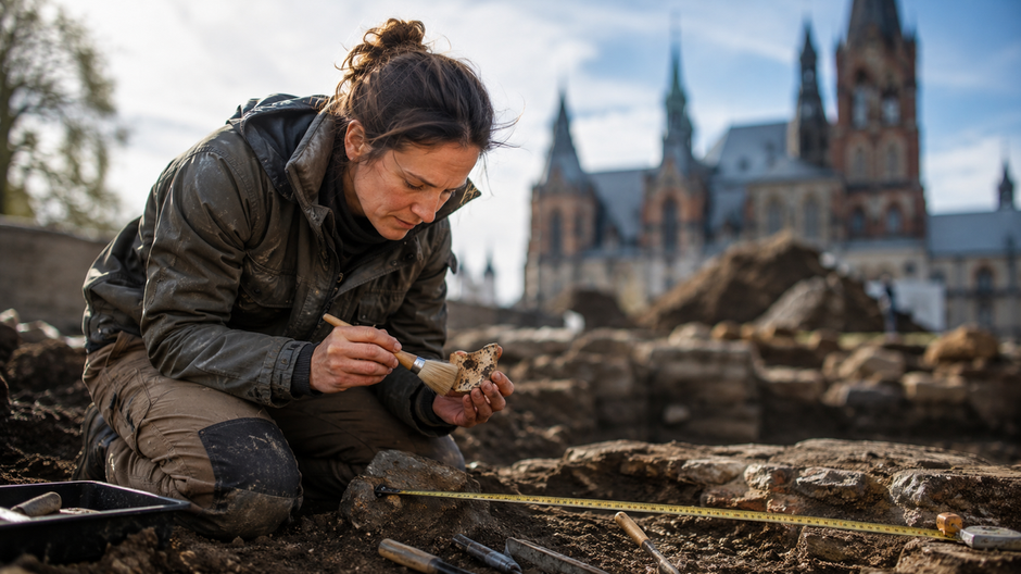 Archeológ skúma záhadné stredoveké nálezisko pri katedrále v poľskom Opole bez zobrazenia ľudských pozostatkov.