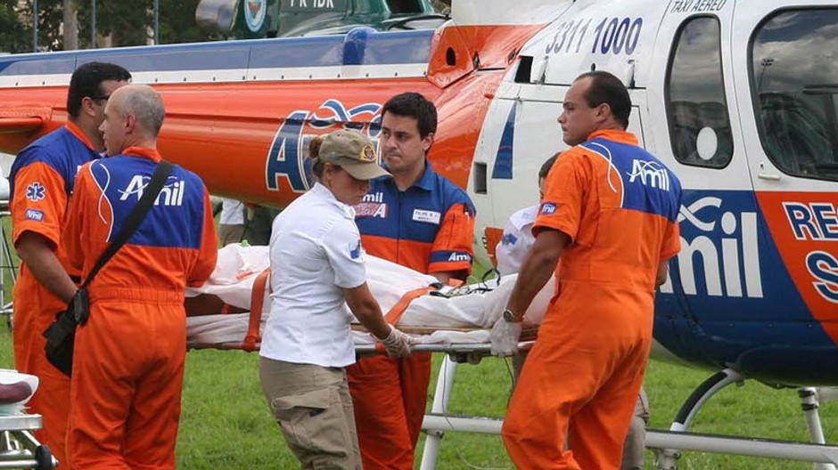 Streľba Brazília vrtuľník záchranári