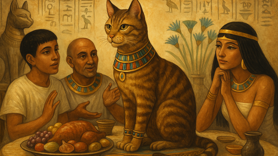 ancient-egyptians-and-a-cat 
