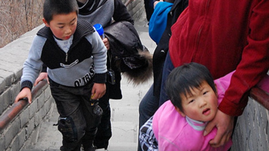 Čína, deti, dvaja chlapci, Čínsky múr