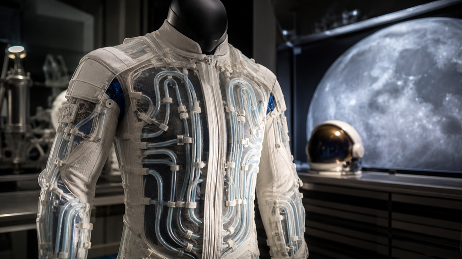 Vnútorná chladiaca vrstva lunárneho skafandra vyvinutá spoločnosťami Axiom Space a Prada.