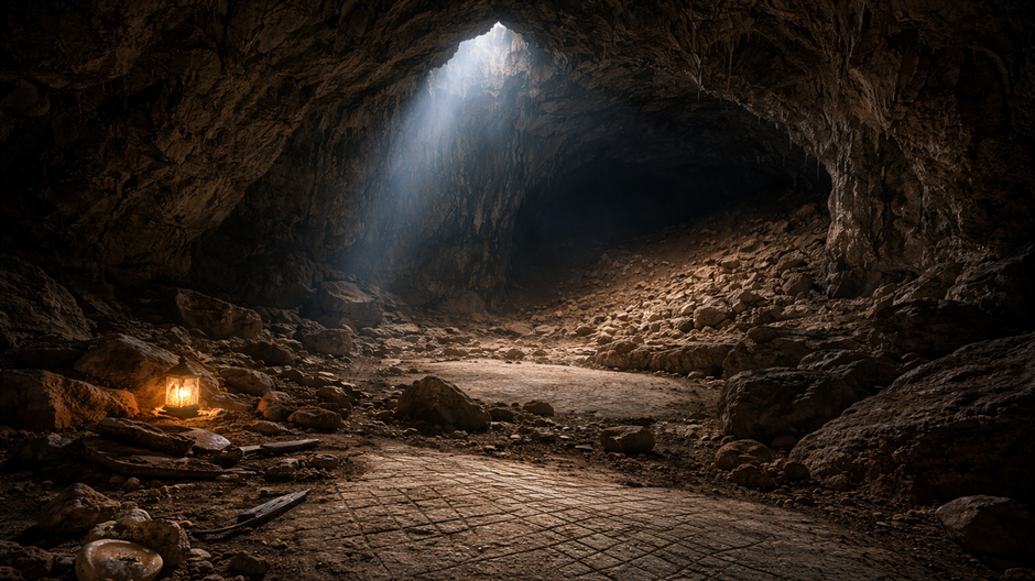 Uzavretá komora v Gorhamovej jaskyni v Gibraltári s pravekými rytinami a stopami neandertálcov