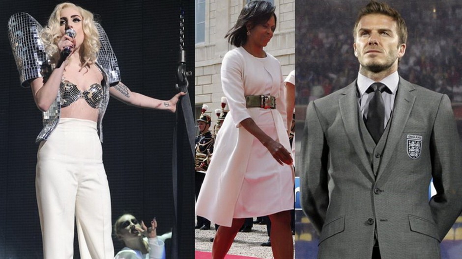 Lady Gaga, Michelle Obama, David Beckham, Vanity Fair, montáž, koláž