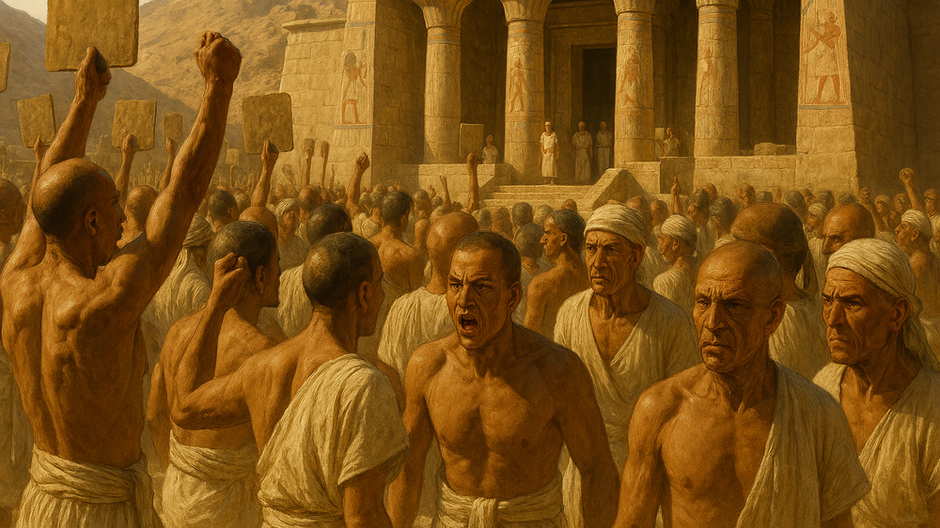 realistic-depiction-of-ancient-egyptian-workers-on-strike