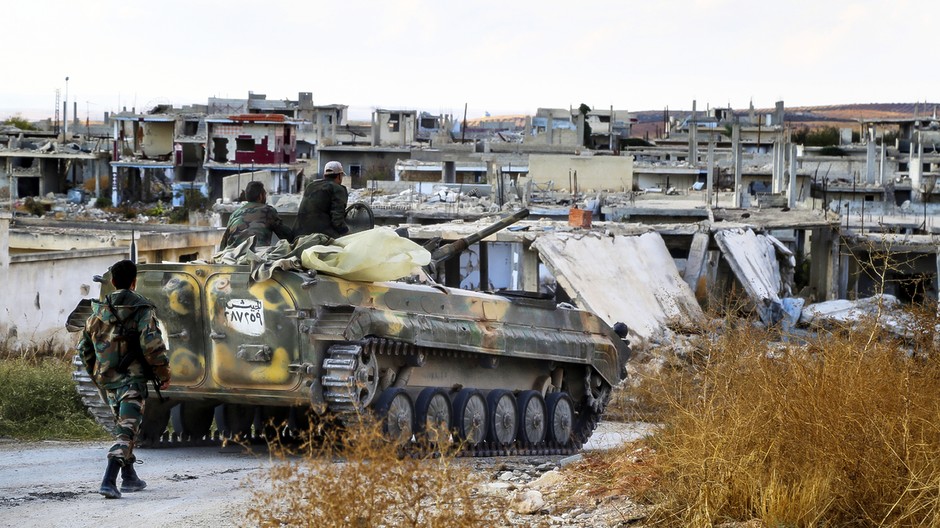 Tank, vojaci, Sýria