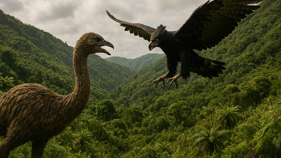 Rekonštrukcia najväčšieho orla v dejinách, ako loví obrovského vtáka moa na Novom Zélande