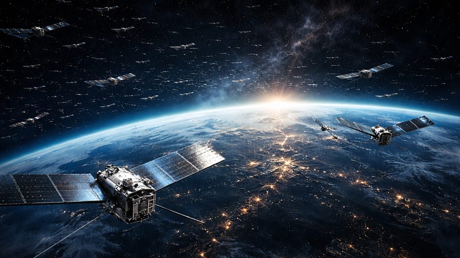 Konštelácia satelitov Starlink obiehajúcich Zem na nízkej obežnej dráhe