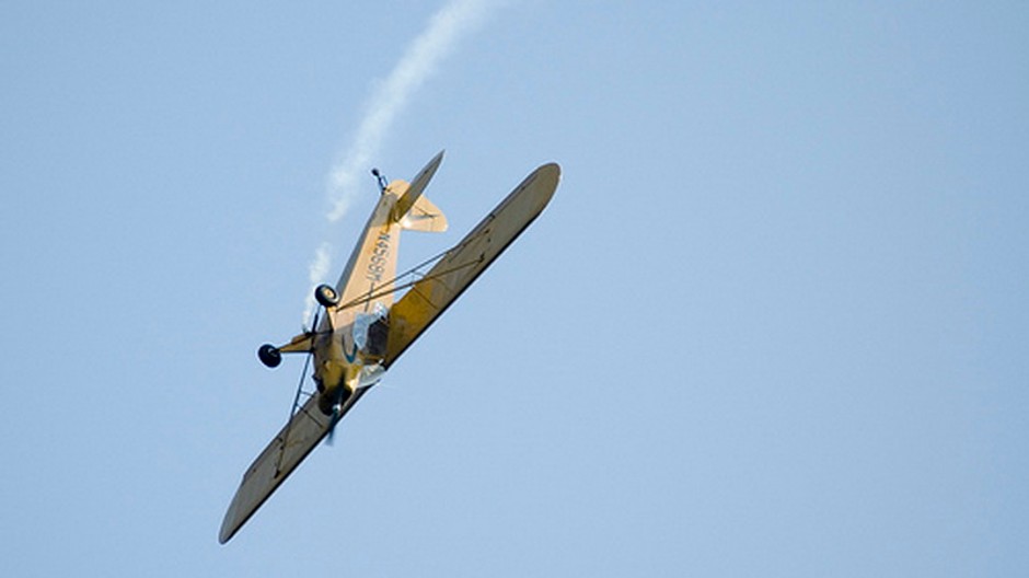 piper cub, otocka vo vzduchu
