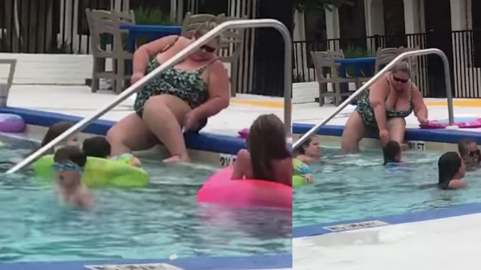 Žena si holila nohy v bazéne