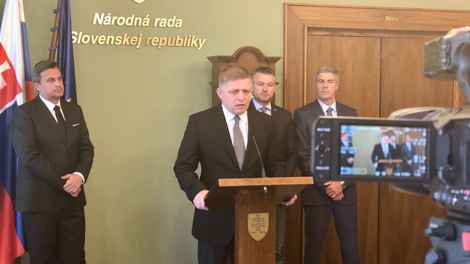 Tlačovka po koaličnej rade - Danko, Fico, Pellegrini, Bugár