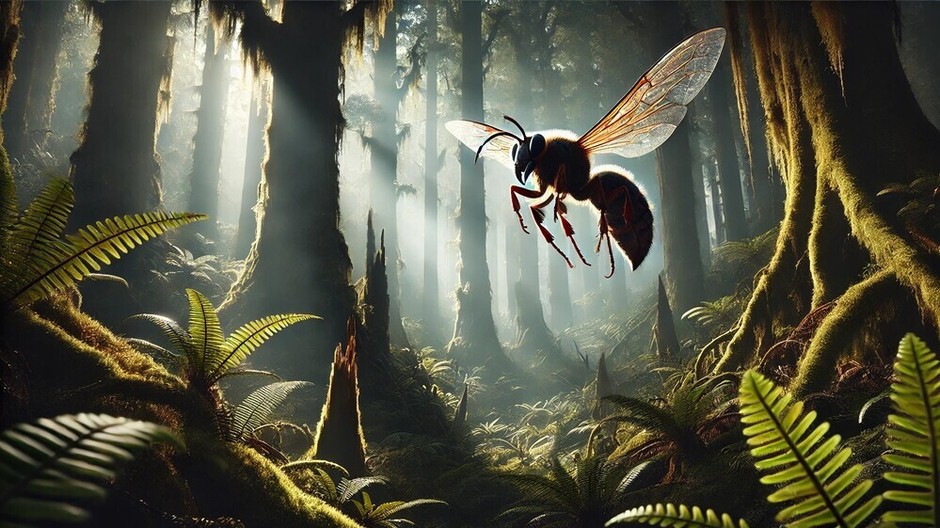 prehistoric-wasp-hovering-in-a-dense