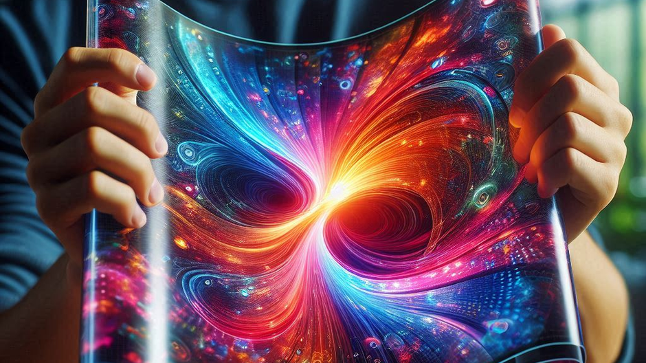 stretchable display in hands 