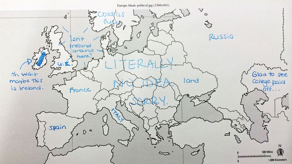 mapa Európy od Američanov