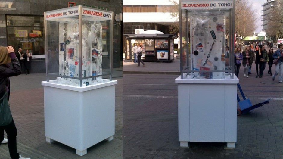 lístok na MS v hokeji, ľadová socha