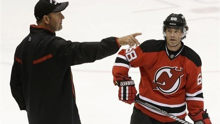 Jágr na tréningu New Jersey