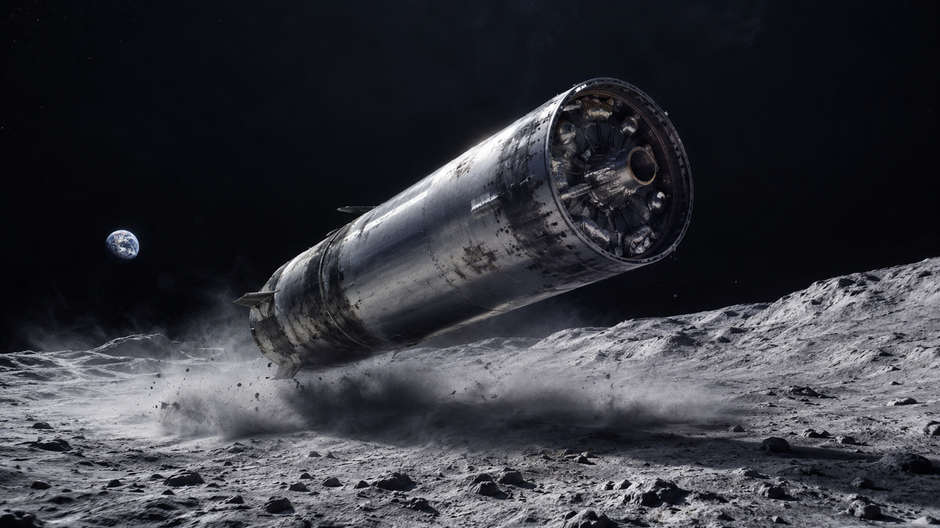 Horný stupeň rakety Falcon 9 tesne pred nárazom do povrchu Mesiaca