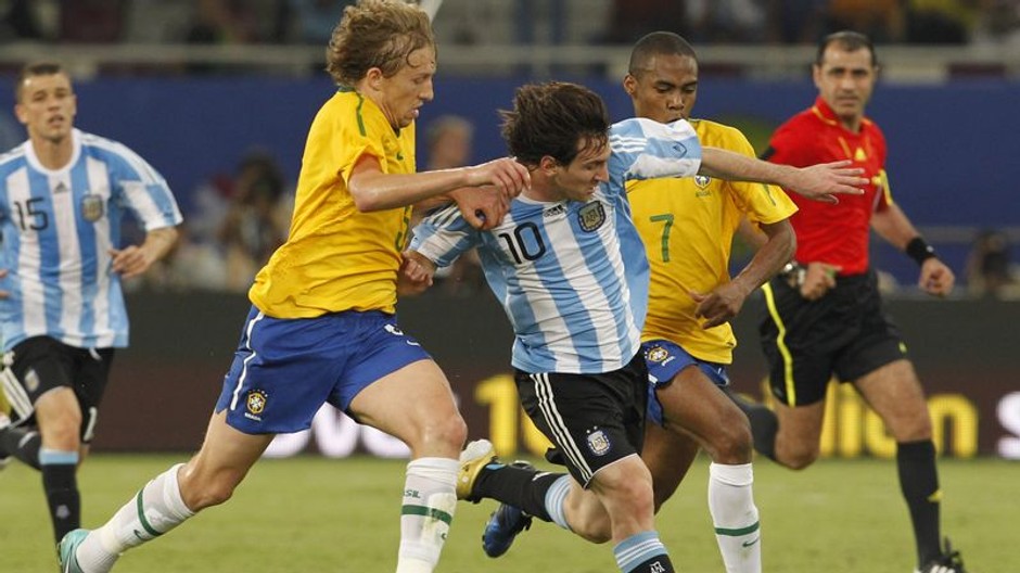 Messi v zápase proti Brazílii