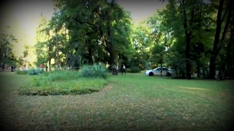 Banská Bystrica park uhorená žena policajti policajné autá