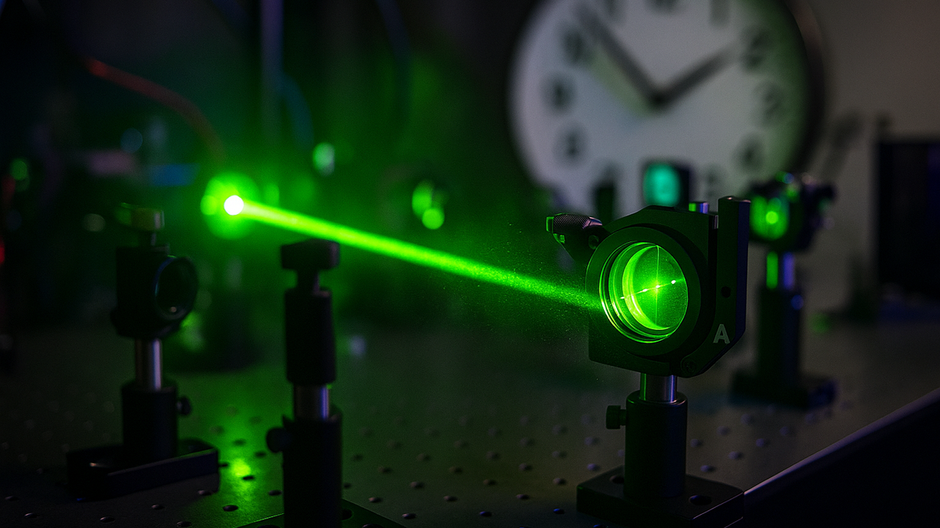 Laserom osvetlený experiment s atómovými hodinami na MIT