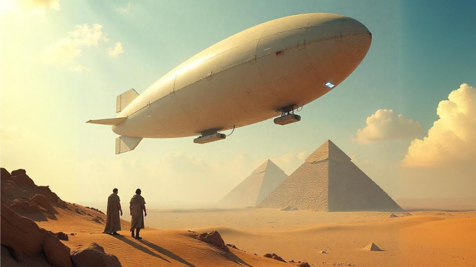 a-large-zeppelinlike-airship-hovering-over-a-desert