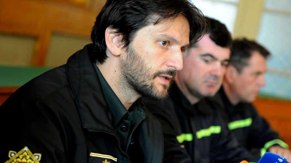 Minister vnútra Robert Kaliňák informuje na brífingu o povodňovej situácii. Trebišov