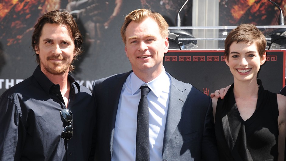 Anne-Hathaway-Christian-Bale-posed-Christopher-Nolan-