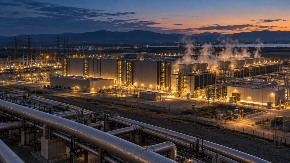 Obrovské AI dátové centrum v USA napojené na energetickú a plynovú infraštruktúru.