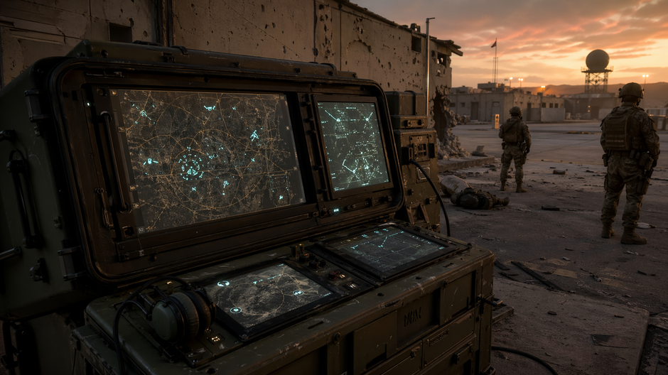 Operátor na americkej základni sleduje systém proti dronom po iránskych útokoch