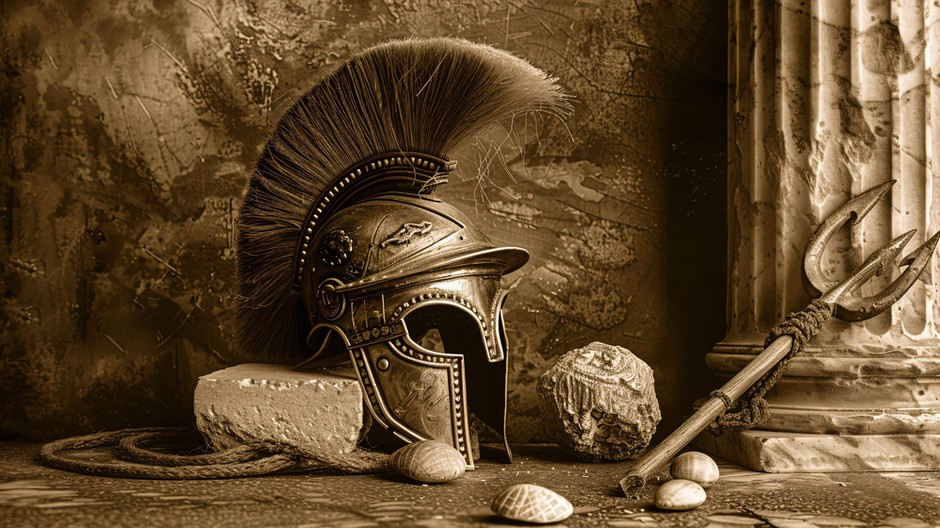 vintage-style-soldier-helmet-still-life